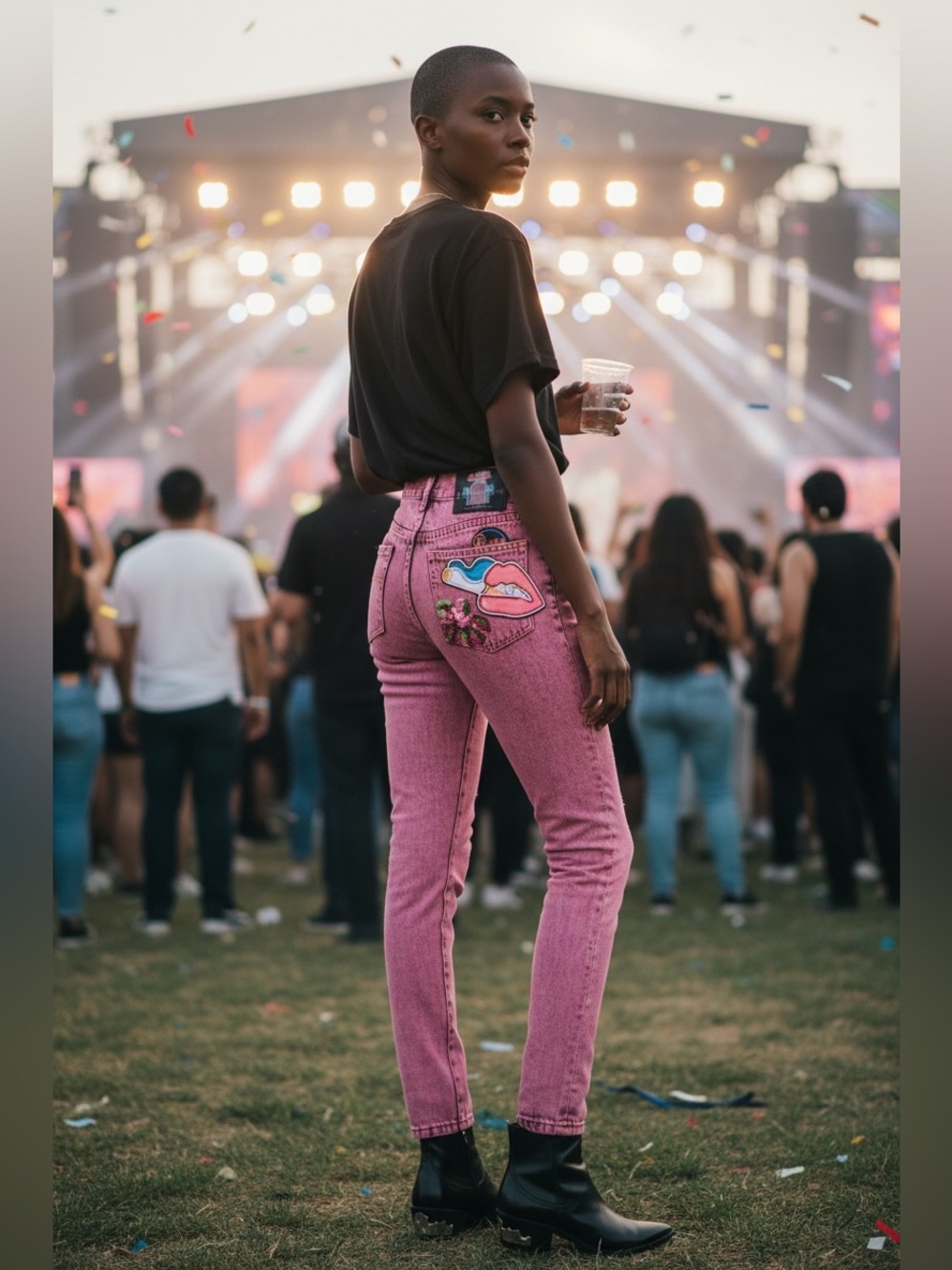 Marc Jacobs  Pink Flood Stovepipe Acid Wash Jeans